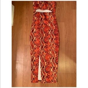 Pretty Little Thing Orange Snake Skin Dress